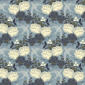 Victorian-Era Floral - Dusty Blue - Medium