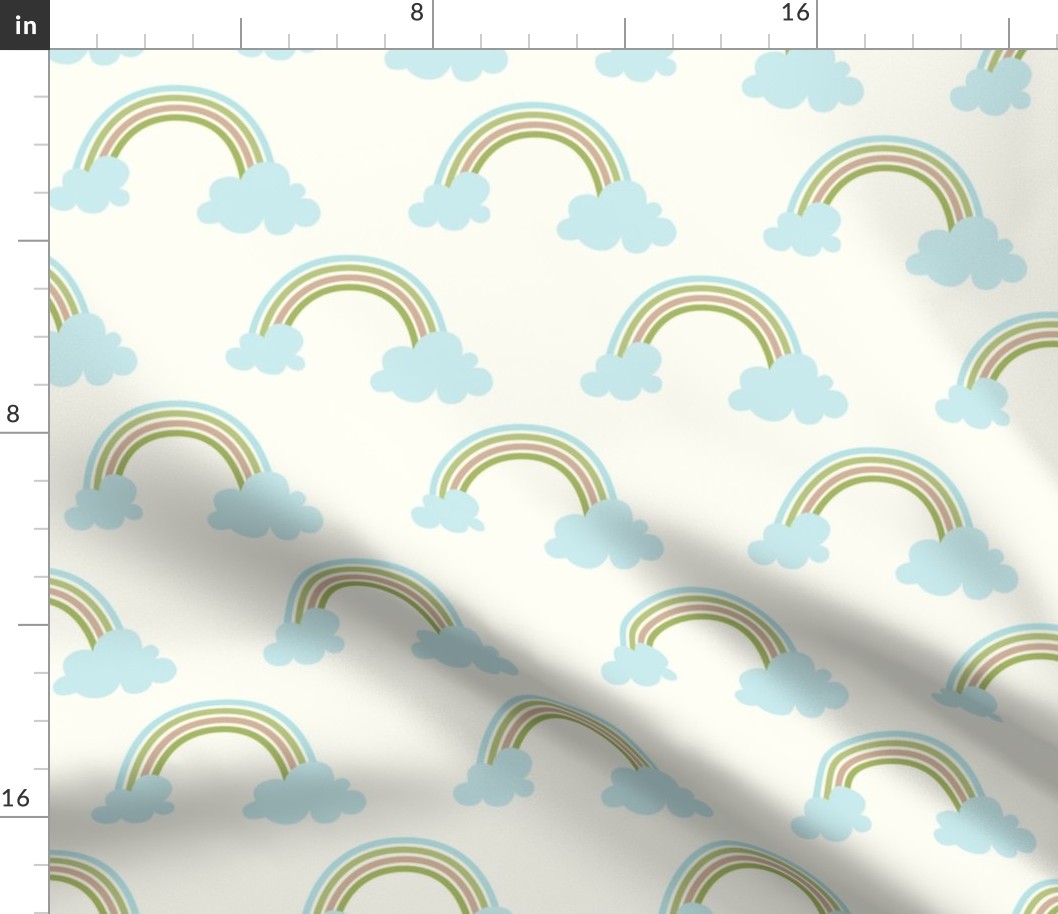 Large Scale Neutral Rainbow Baby Nursery Coordinate on Natural Ivory
