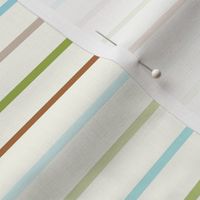 Smaller Scale Neutral Rainbow Baby Nursery Stripe Coordinate on Natural Ivory