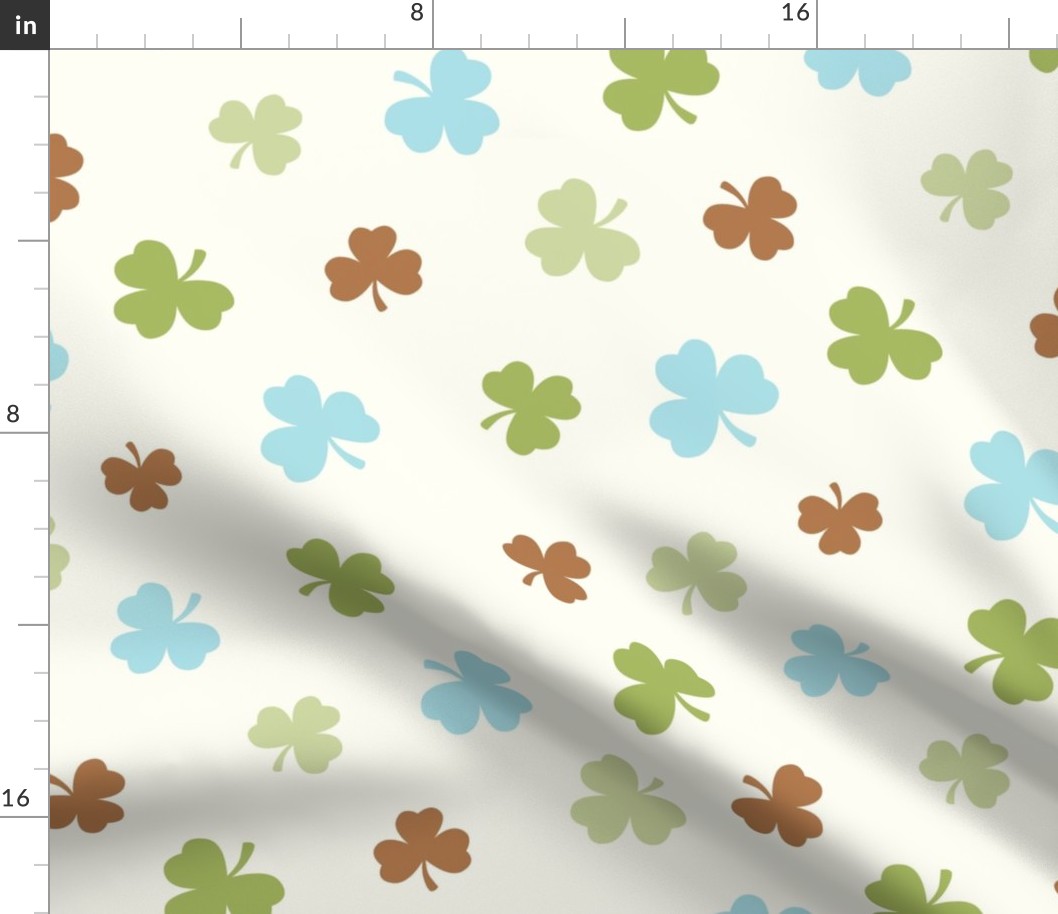 Large Scale Neutral Shamrocks Coordinate for Rainbow Baby Nursery on Natural Ivory