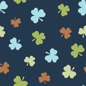 Medium Scale Neutral Shamrocks Coordinate for Rainbow Baby Nursery on Navy