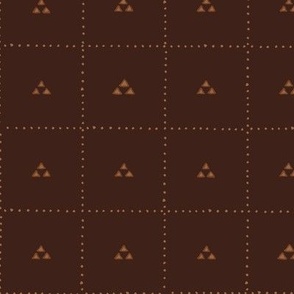 Tribal mud cloth, graphic shapes, triangles and dots_chocolate