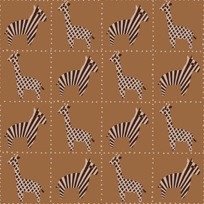 Zebra and giraffe safari checkerboard