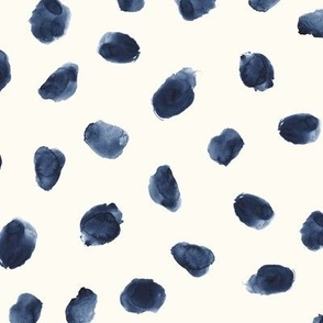 indigo spots on ivory - watercolor shapes - deep blue watercolour polka dot for modern home decor bedding wallpaper nursery p104-1-9