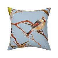 Birds on a Limb 24 inch tile pale blue