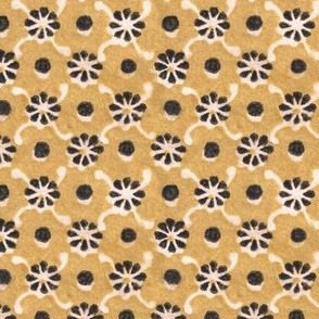 flowers and dots, yellow and black