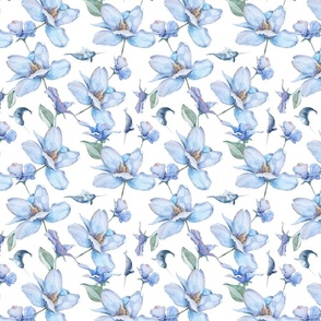 Narwhal swims in blue irises narwhals floral