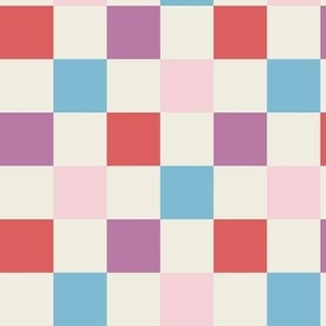 Patriotic Checkerboard - Red White Blue Purple Pink