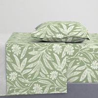 (L) Sage green vintage floral_daisy print_relaxing bedroom