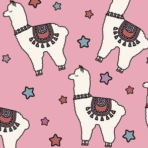 Pink Alpaca Fabric, Wallpaper and Home Decor | Spoonflower