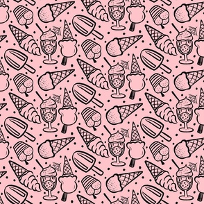 Ice creams black outline - pink Small