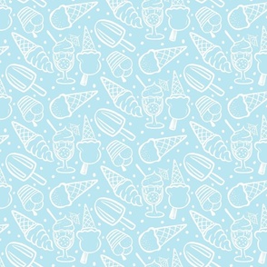 Ice creams white outline - blue Small