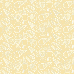 Ice creams white outline - yellow Small