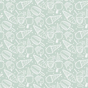 Ice creams white outline - mint Small