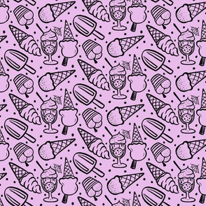 Ice creams black outline - purple Small