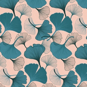 Ginkgo leaves in Turquoise