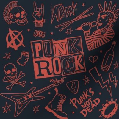 Punk rock mohawk with guitars 