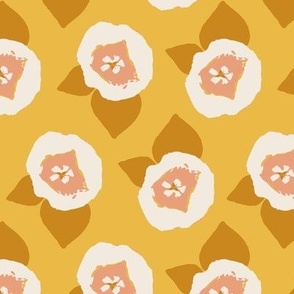 Abstract Tulips / small scale / yellow mustard abstract tulip pattern