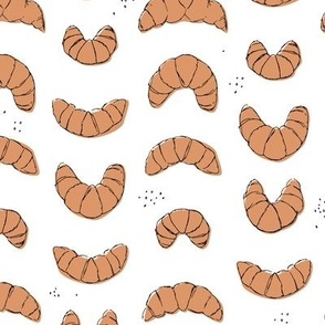Paris lunch - croissant bakery freehand illustration food design on white