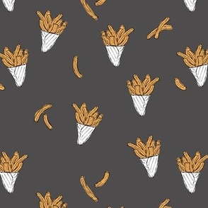 Fried churros - Mexican snack time vintage freehand food design on charcoal gray