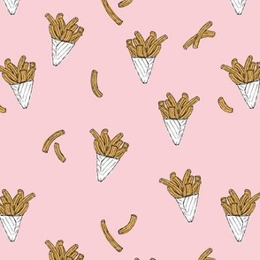 Fried churros - Mexican snack time vintage freehand food design on pink