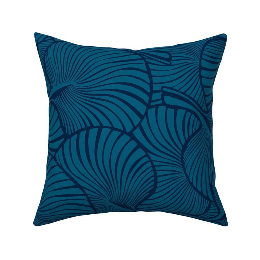 Zebra Fan Palm Mid-Century Modern Hawaiian Tropical- Indigo Blues