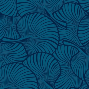 Zebra Fan Palm Mid-Century Modern Hawaiian Tropical- Indigo Blues