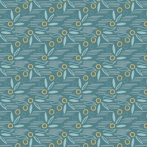 Arrange Linear Floral - Blue and Yellow Small Print