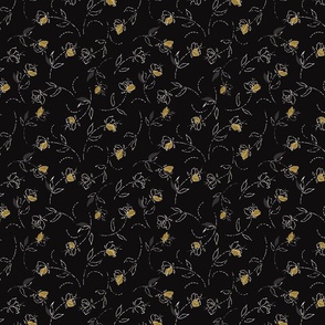 Dashing Scattered Floral in- Black and Yellow 