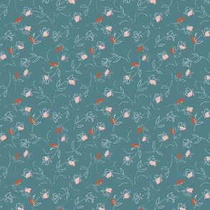 Dashing Scattered Floral in Teal