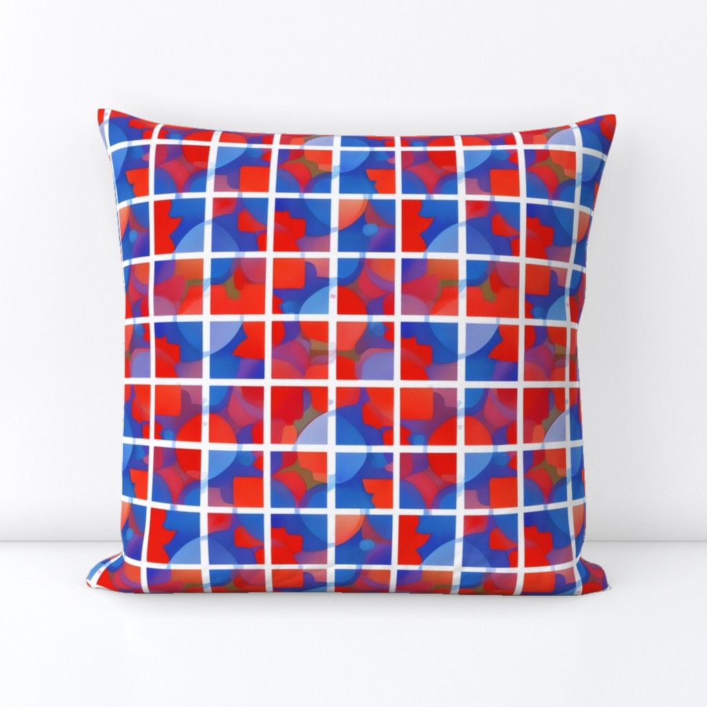 Red and Blue Abstract Modern Grid Pattern