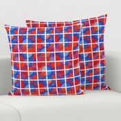 Red and Blue Abstract Modern Grid Pattern