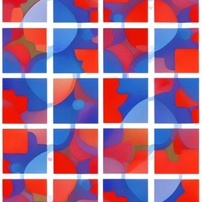 Red and Blue Abstract Modern Grid Pattern