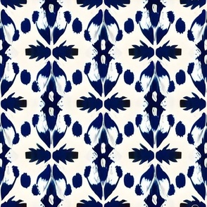 Dark Blue and White Minimalist Watercolor Ikat