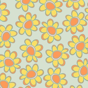 retro floral daisy orange
