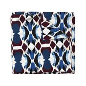 Navy Maroon and Cream Ikat