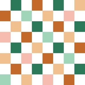 small checkerboard: shamrocks green, pink, mint, pumpkin, peach