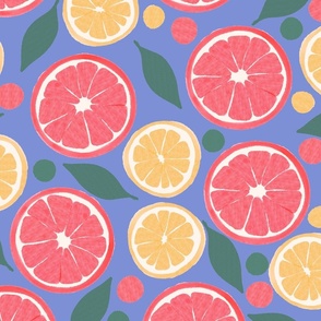 Bright Citrus Joy on Periwinkle