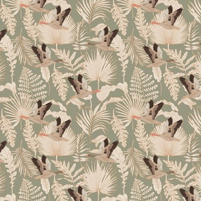 Geese and Palm Sage Green Medium