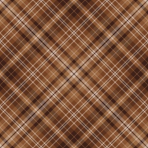 Earth Tones Diagonal Plaid - Neutral Browns - Extra Large Scale for Wallpaper and Home Decor
