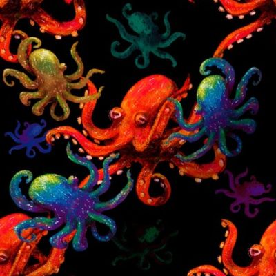 Deep Sea Octopuses Dancing in Dark Nature // MEDIUM 9in