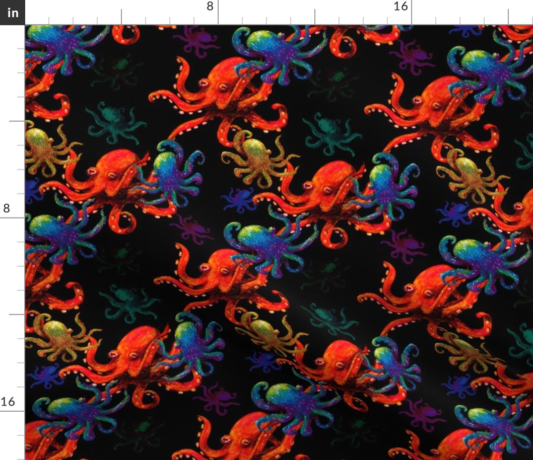 Deep Sea Octopuses Dancing in Dark Nature // MEDIUM 9in