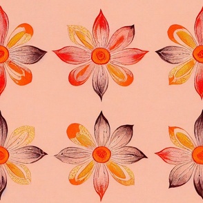 Four Flower Pattern Study on Pink Background 08