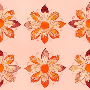 Four Flower Pattern Study on Pink Background 06