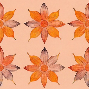 Four Flower Pattern Study on Pink Background 07