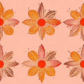 Four Flower Pattern Study on Pink Background 03