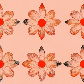 Four Flower Pattern Study on Pink Background 04