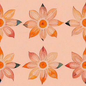 Four Flower Pattern Study on Pink Background 01