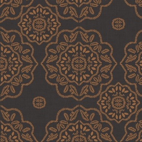 Floral Tile Toffee_Dark Truffle Large