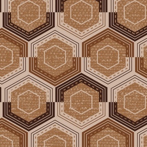 Brown Hexagons with Texture